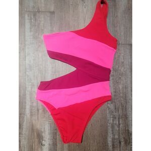 HEAT Swimwear Red Pink One Piece Sexy Cut Out Swimsuit Size Small
